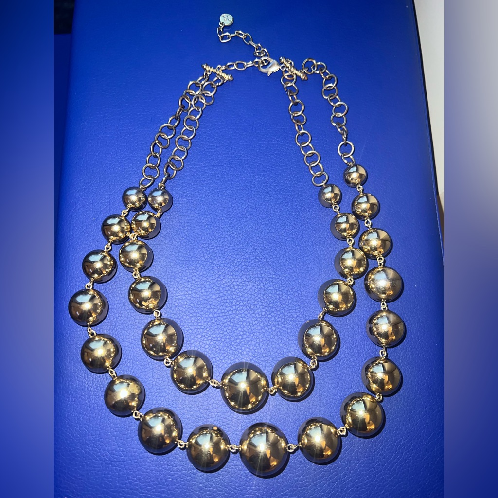 Rj Graziano Large Layered Gold Ball Bead Necklace